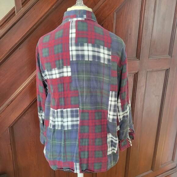 Talbots Womens Medium Patchwork Plaid Button-Up Shirt - Picture 5 of 5